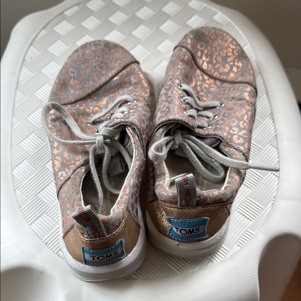 Toms Pink and Gold Sneakers with Shimmering Finish